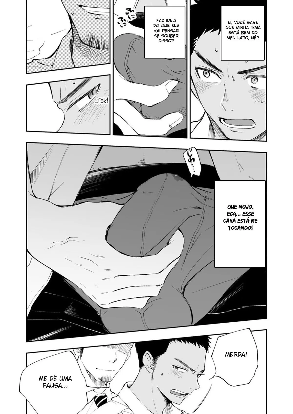 A História de um irmão mais velho que queria proteger a sua irmãzinha de um molestador no trem, mas ele quem foi molestado. Hentai – Página 9