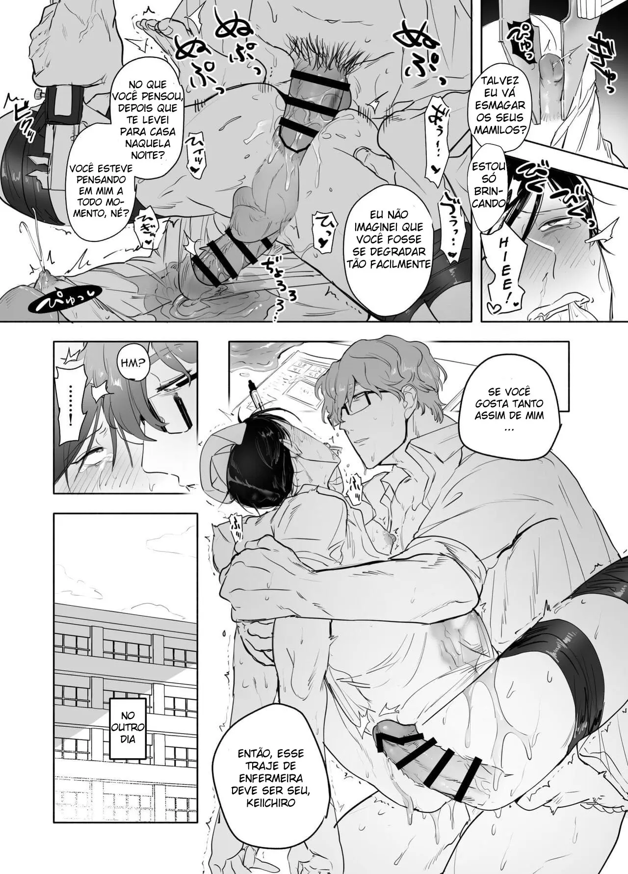 Keiichirou Se Veste de Cosplay de Enfermeira para um Professor Pervertido na Sala do Conselho Estudantil! Hentai – Página 32