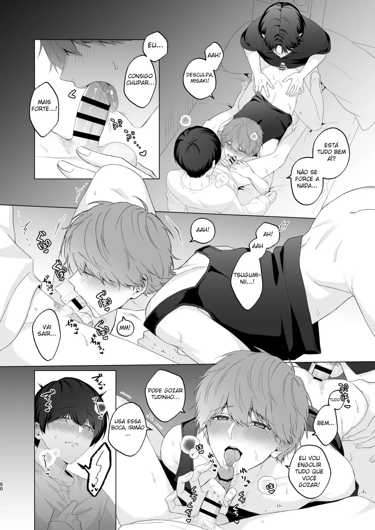 Três Irmãos, Muito Próximos, Fazendo Coisas Safadezas e Recebendo Sexo Oral Hentai – Página 49